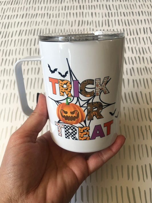 Ready to Ship! Trick or Treat 10 oz Sublimation Insulated Coffee/Camp Mug - Ladybug Designs, DIY Lifestyle