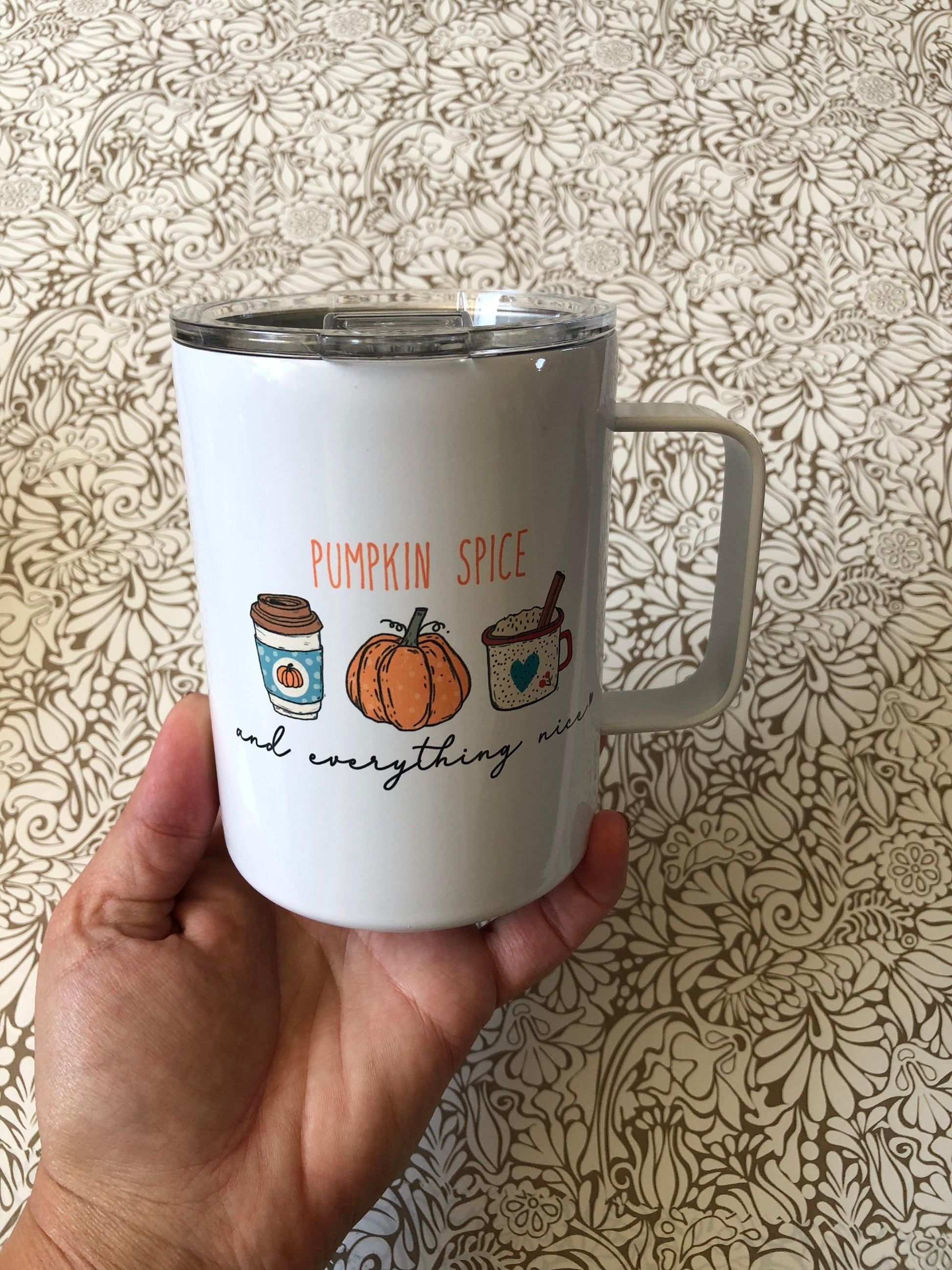 Ready to Ship! Pumpkin Spice & Everything Nice 10 oz Sublimation Insulated Coffee/Camp Mug - Ladybug Designs, DIY Lifestyle