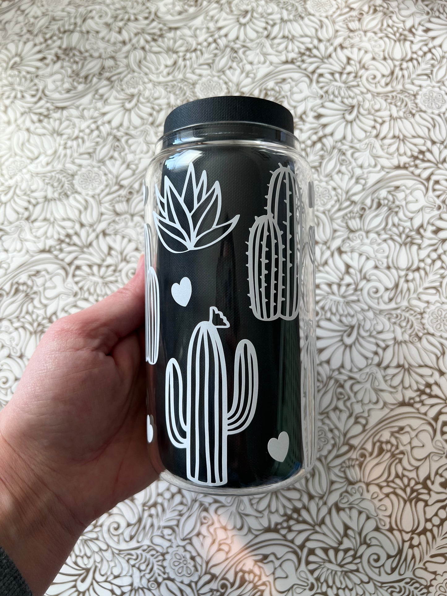 Cacti 16 oz Beer Can Glass - Ladybug Designs, DIY Lifestyle