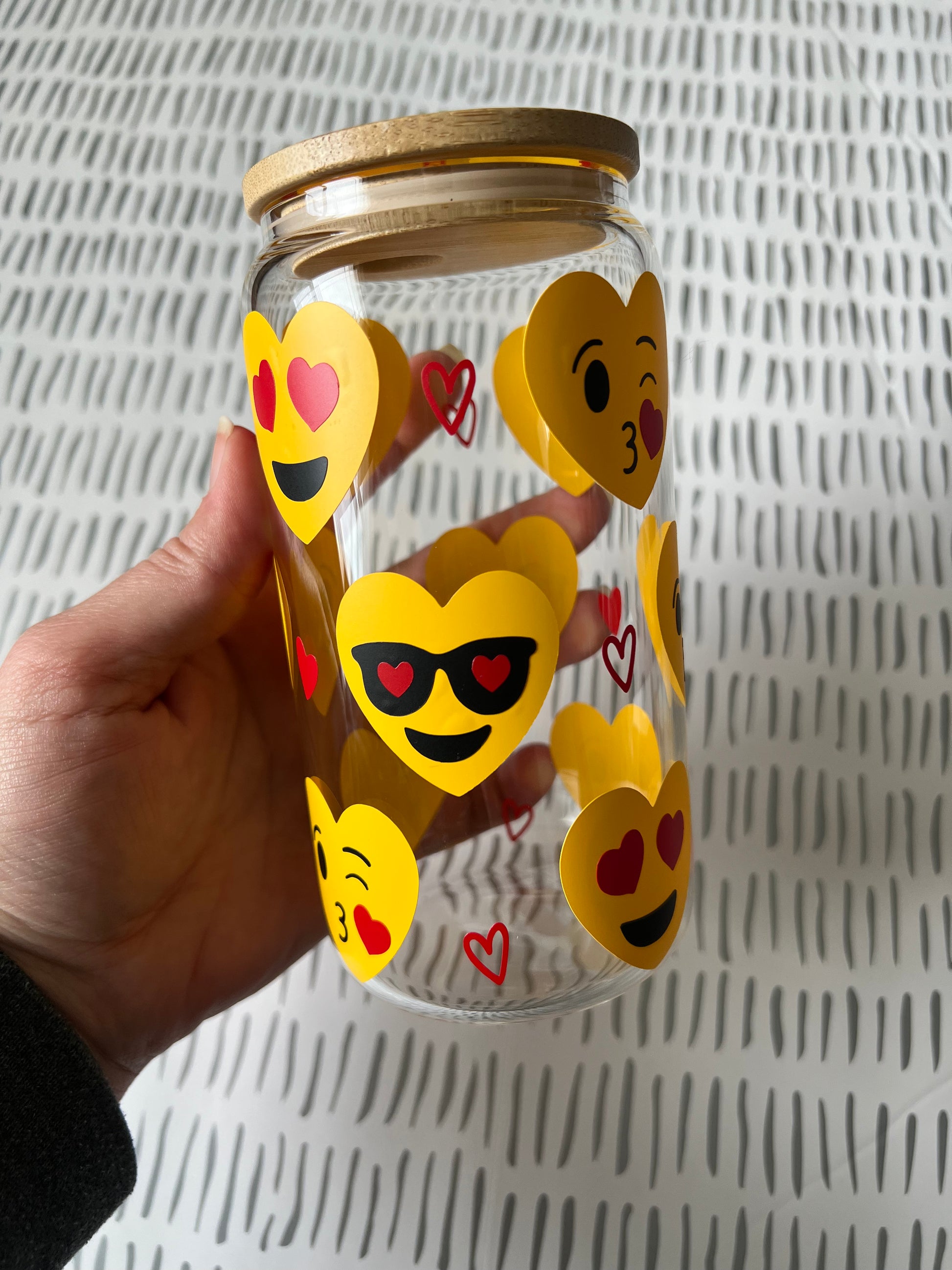 Ready to Ship! Smiley Face Emojis 16 oz Beer Can Glass - Ladybug Designs, DIY Lifestyle