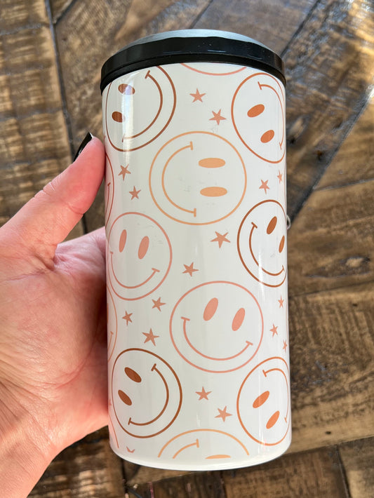 Ready to Ship! 4 in 1 Smiley Faces Sublimation Can Cooler - Ladybug Designs, DIY Lifestyle