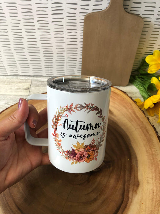 Ready to Ship! Autumn is Awesome 10 oz Sublimation Coffee/Camp Mug - Ladybug Designs, DIY Lifestyle