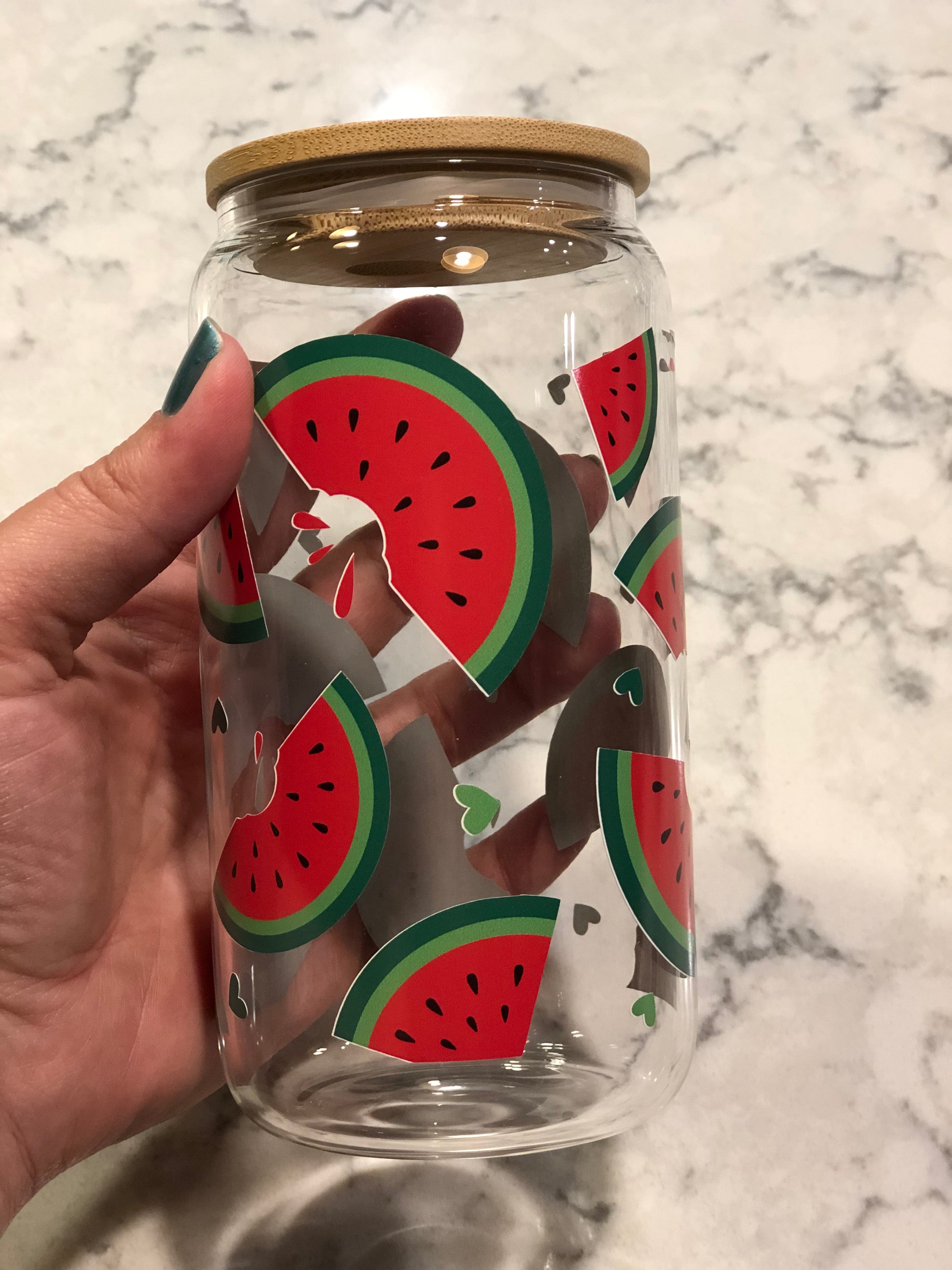 Ready to Ship! Watermelon 16 oz Beer Can Glass - Ladybug Designs, DIY Lifestyle