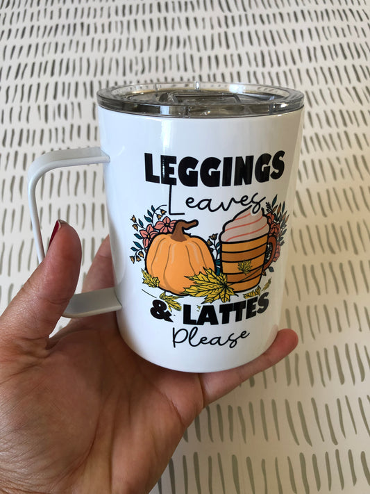 Ready to Ship! Leggings, Leaves & Lattes 10 oz Sublimation Coffee/Camp Mug - Ladybug Designs, DIY Lifestyle