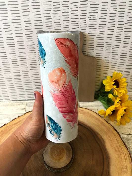 Ready to Ship! Feathers 20 oz Sublimation Insulated Tumbler - Ladybug Designs, DIY Lifestyle