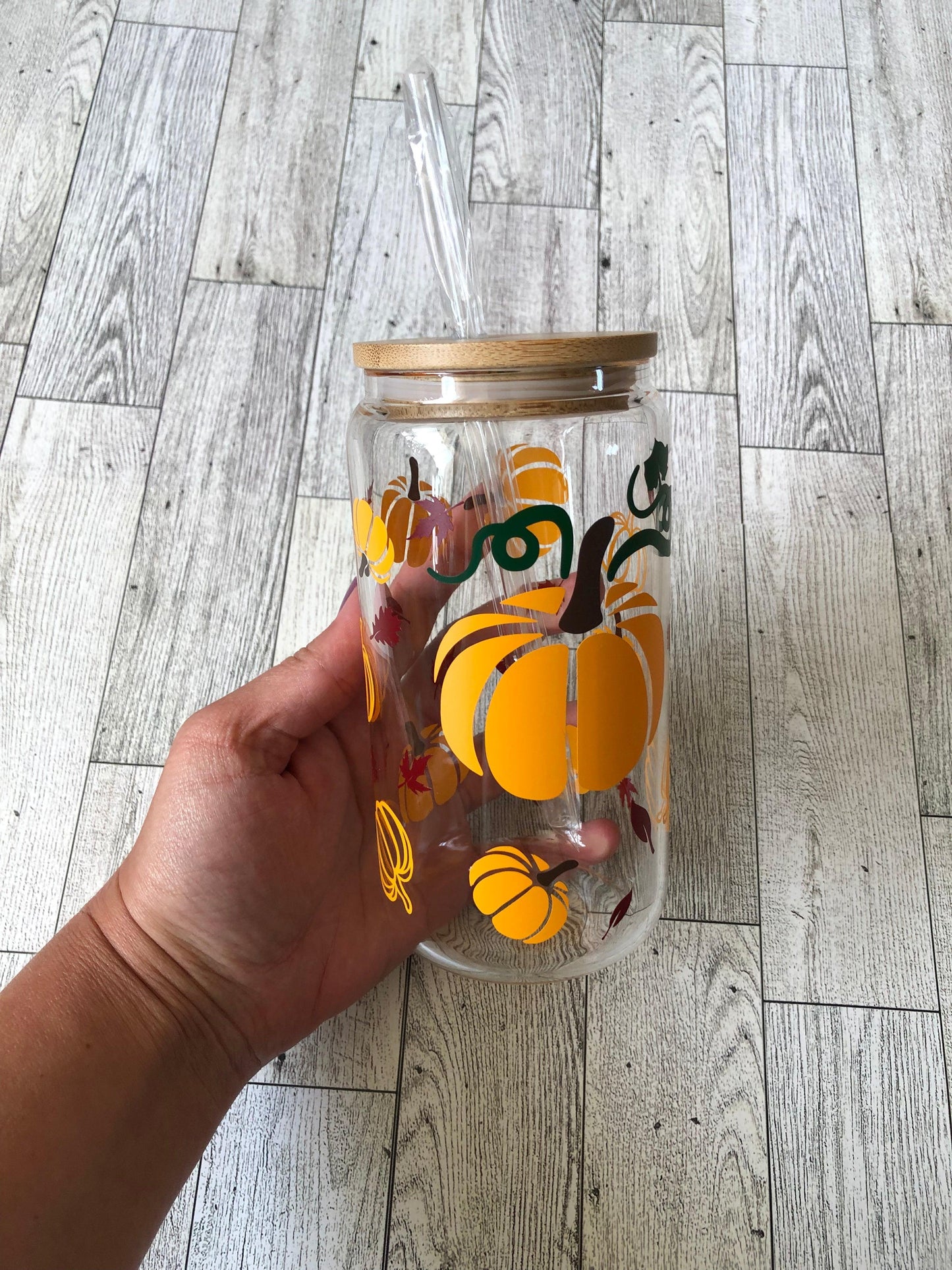 Ready to Ship! Pumpkin 16 oz Beer Can Glass - Ladybug Designs, DIY Lifestyle