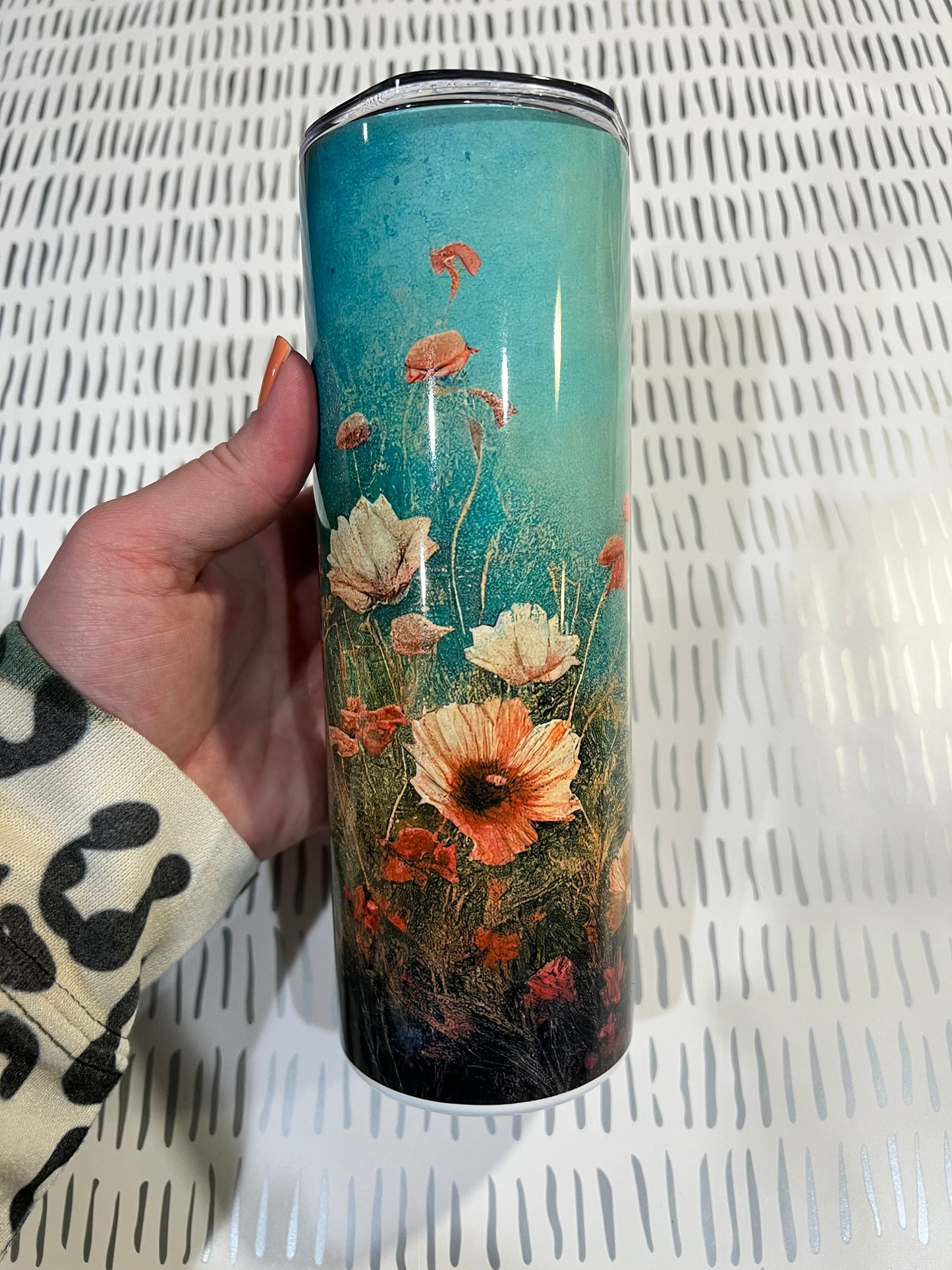 Ready to Ship! Teal Floral 20 oz Sublimation Insulated Tumbler - Ladybug Designs, DIY Lifestyle