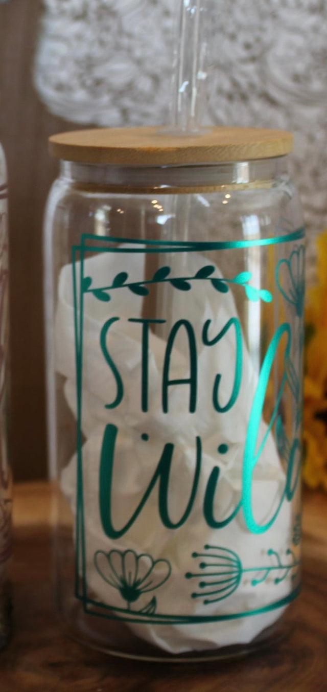 Ready to Ship! Stay Wild 16 oz Beer Can Glass - Ladybug Designs, DIY Lifestyle