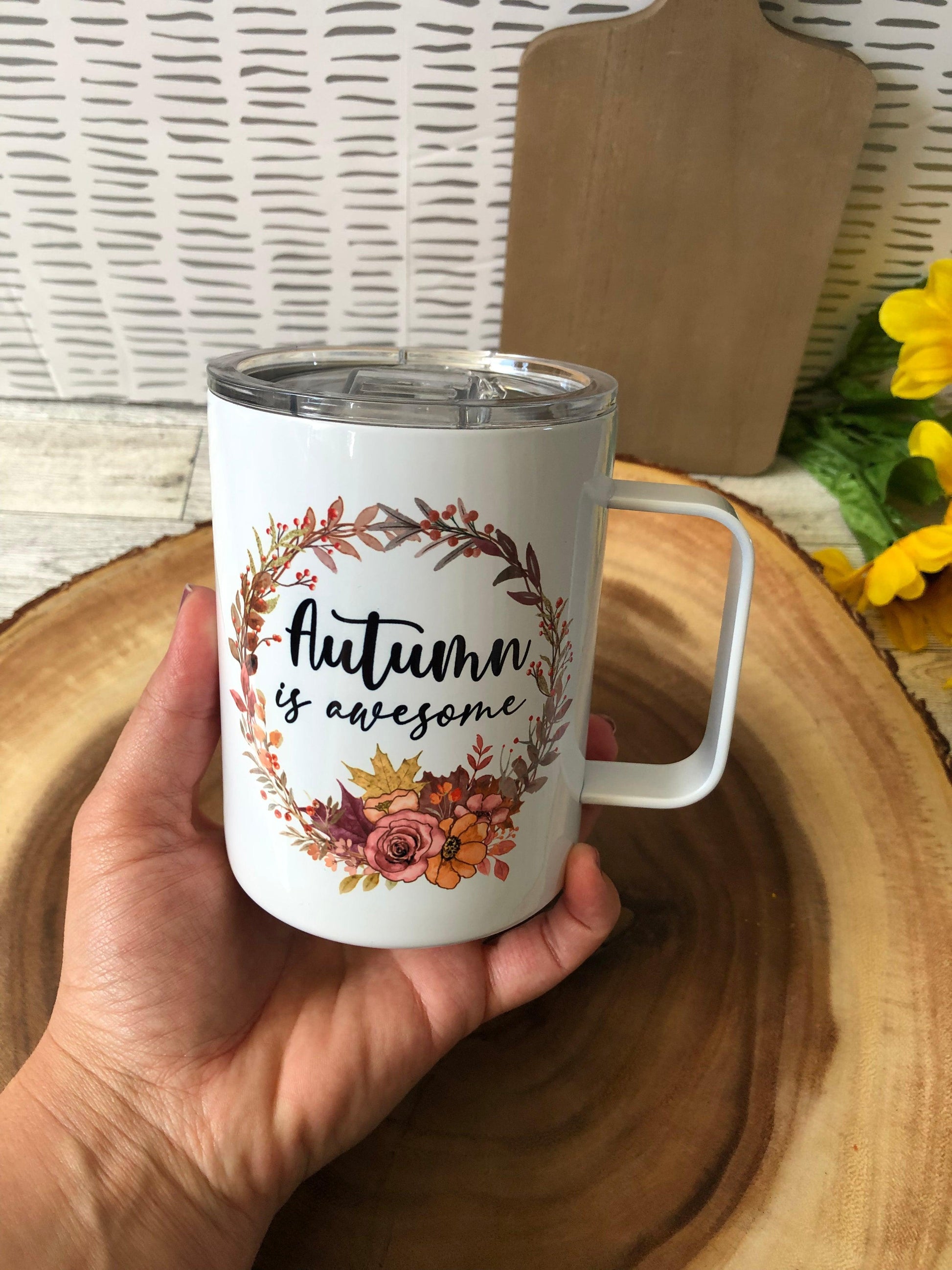 Ready to Ship! Autumn is Awesome 10 oz Sublimation Coffee/Camp Mug - Ladybug Designs, DIY Lifestyle