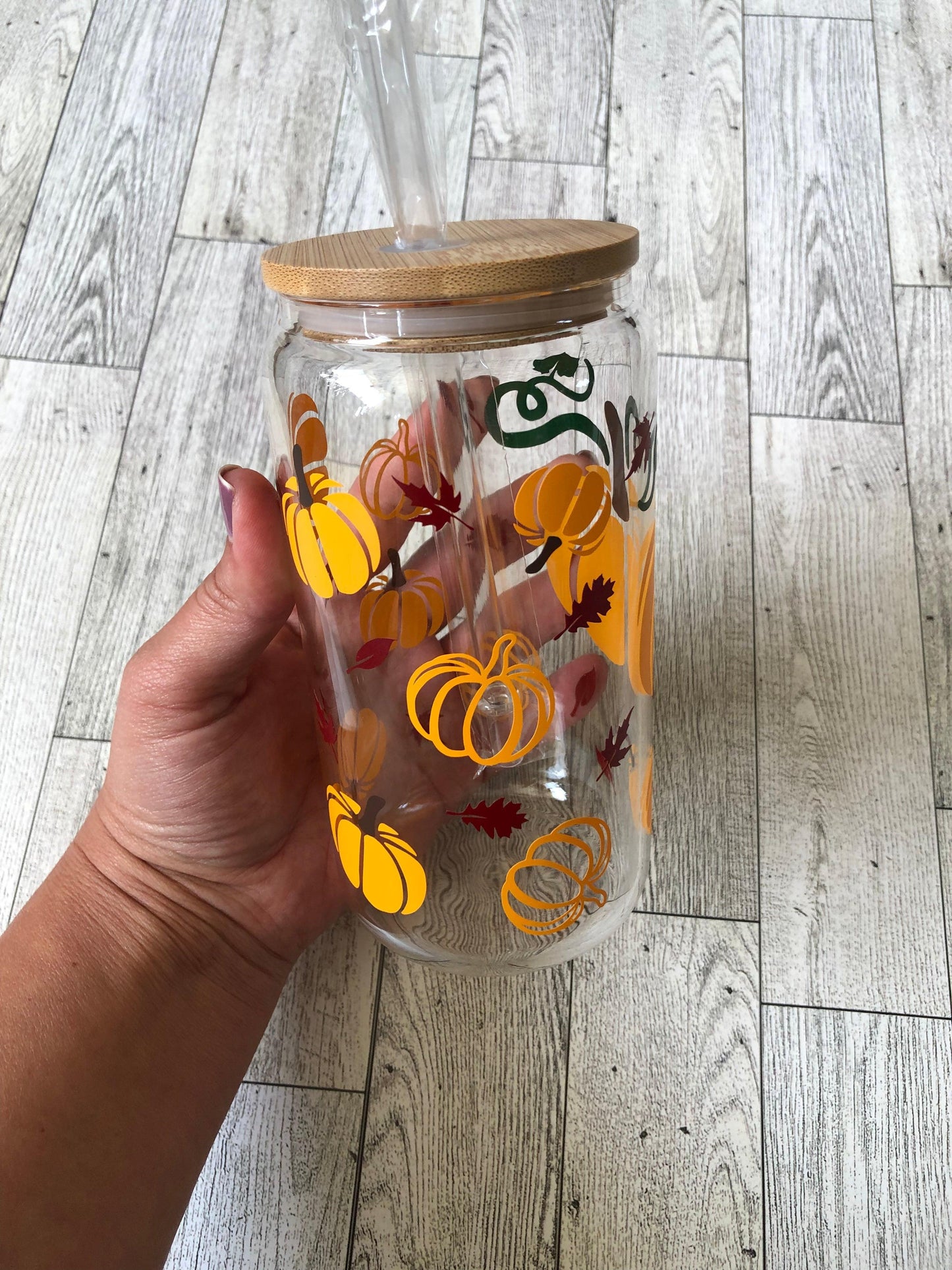 Ready to Ship! Pumpkin 16 oz Beer Can Glass - Ladybug Designs, DIY Lifestyle