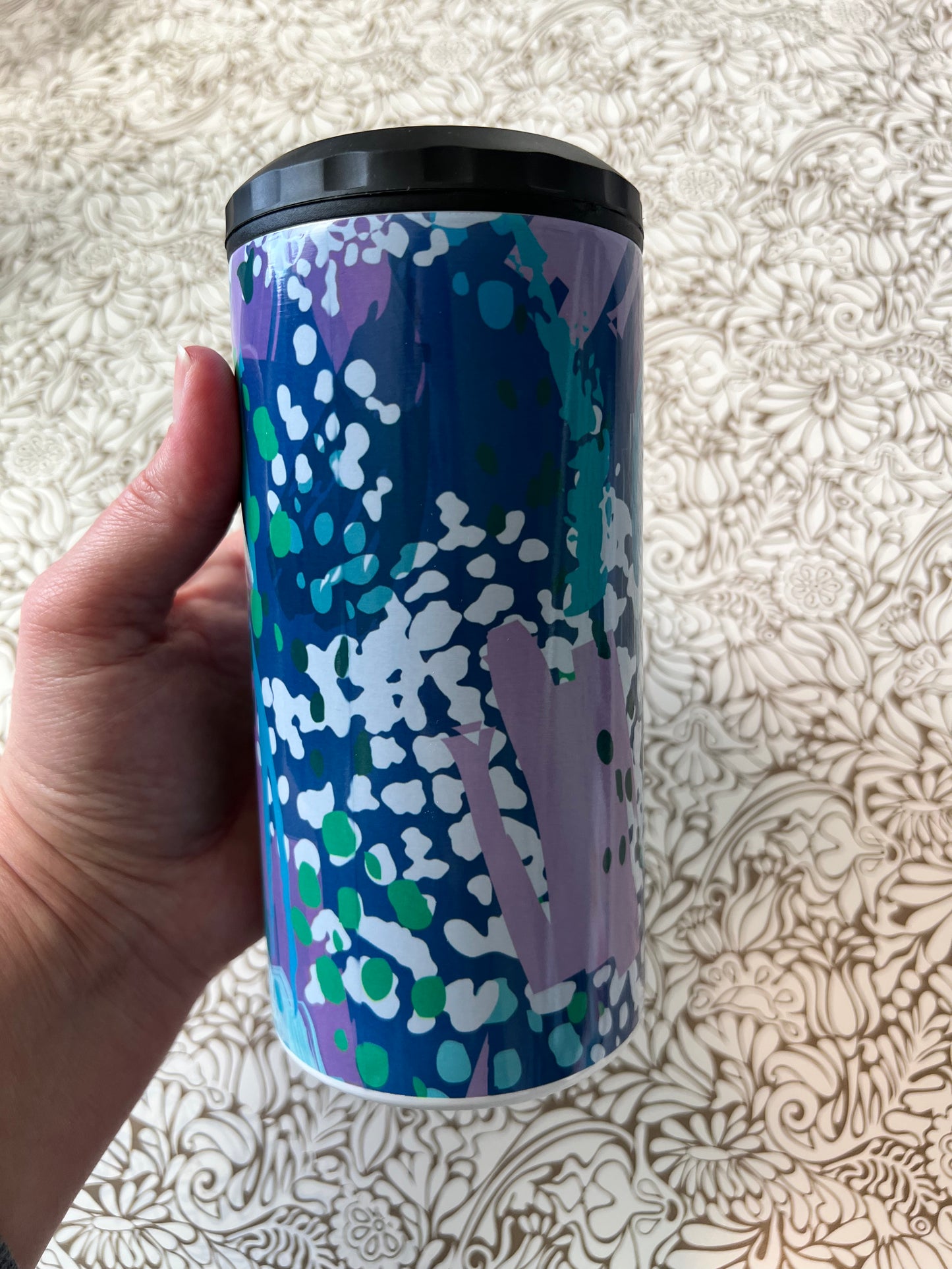 4 in 1 Purple Pain Splatter Sublimation Can Cooler - Ladybug Designs, DIY Lifestyle