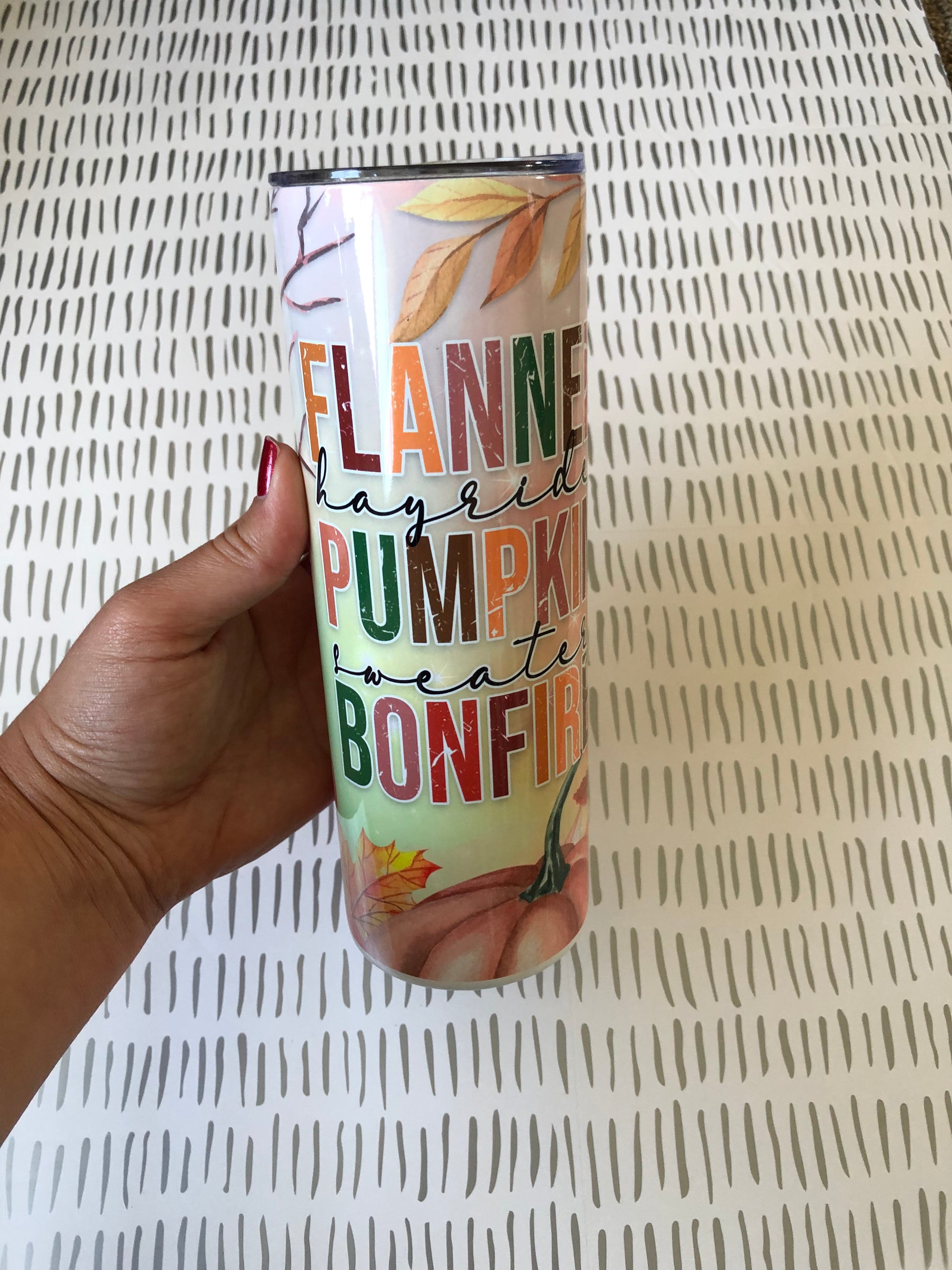 Ready to Ship! Flannels Pumpkins Bonfires 20 oz Sublimation Insulated Tumbler - Ladybug Designs, DIY Lifestyle