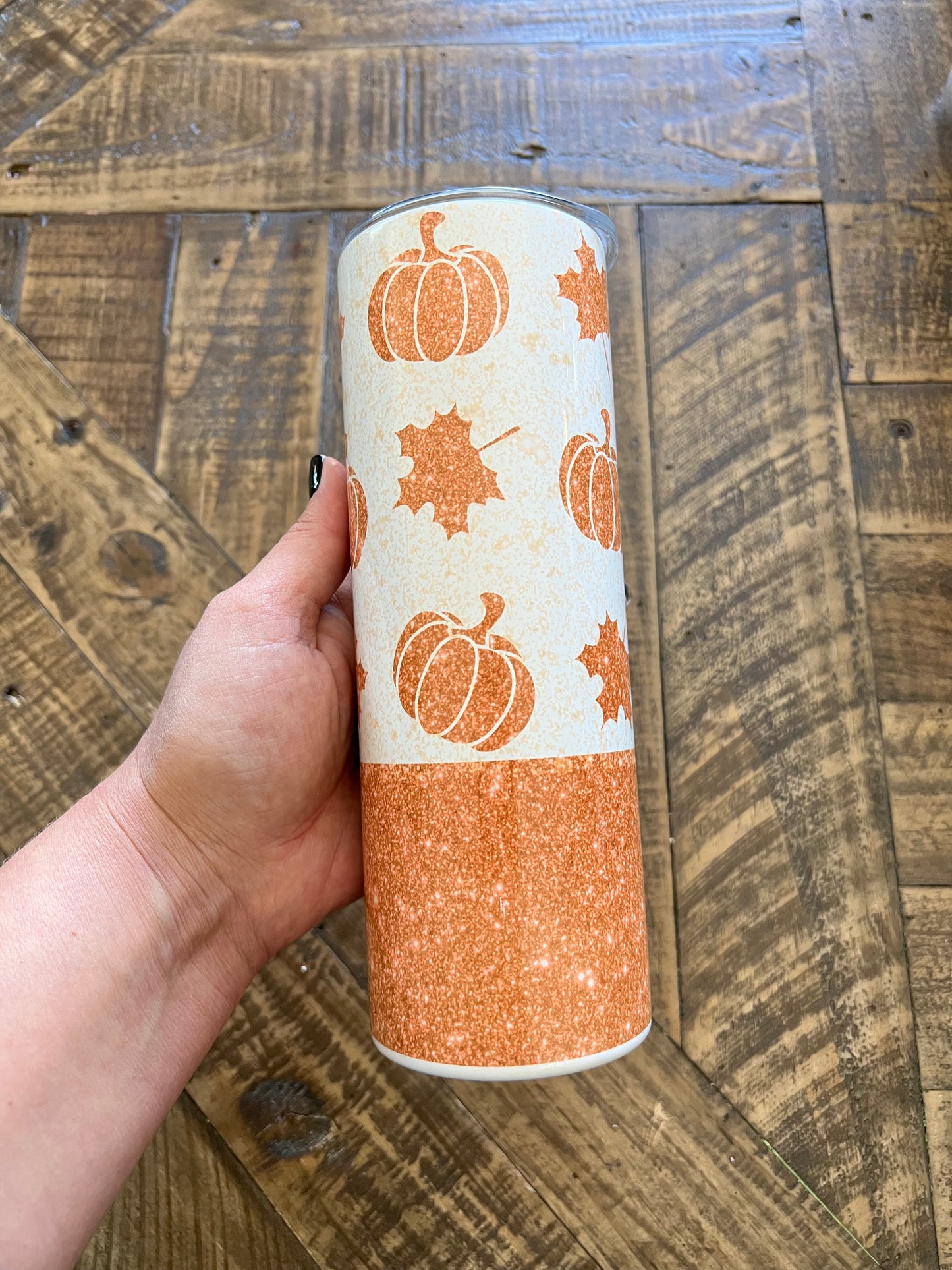 Ready to Ship! Gold Pumpkin Leaf 20 oz Sublimation Insulated Tumbler - Ladybug Designs, DIY Lifestyle