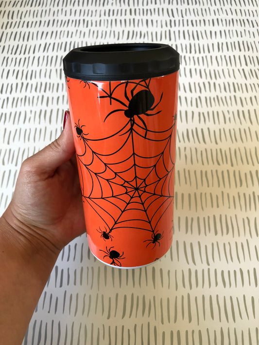 Ready to Ship! 4 in 1 Halloween Spider Web Sublimation Can Cooler - Ladybug Designs, DIY Lifestyle