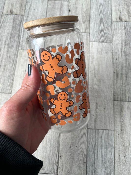 Gingerbread Man 16 oz Beer Can Glass - Ladybug Designs, DIY Lifestyle