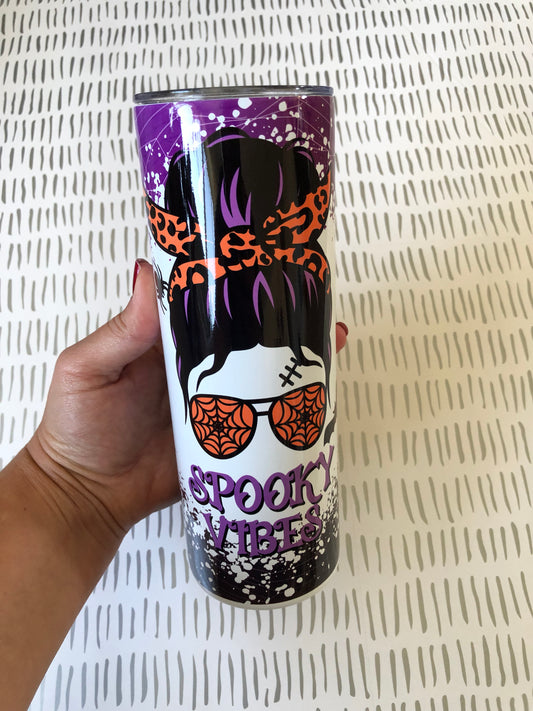 Ready to Ship! Spooky Vibes 20 oz Sublimation Insulated Tumbler - Ladybug Designs, DIY Lifestyle