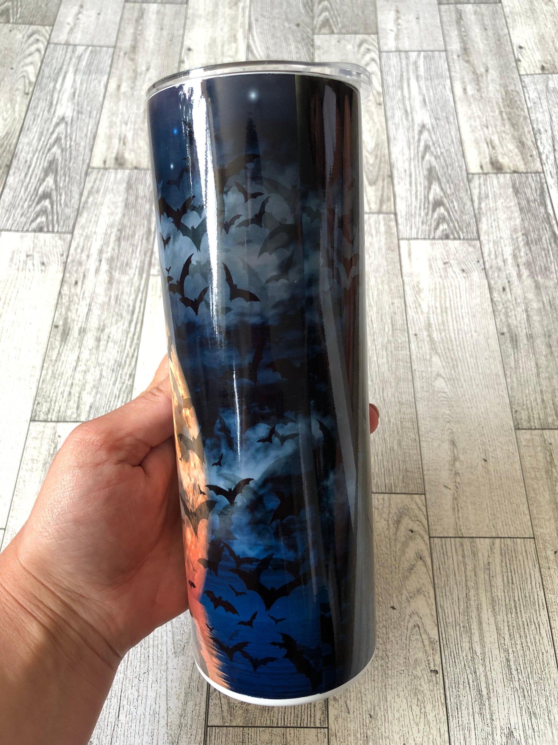 Ready to Ship! Bat Ghost Tree Halloween 20 oz Insulated Sublimation Tumbler - Ladybug Designs, DIY Lifestyle