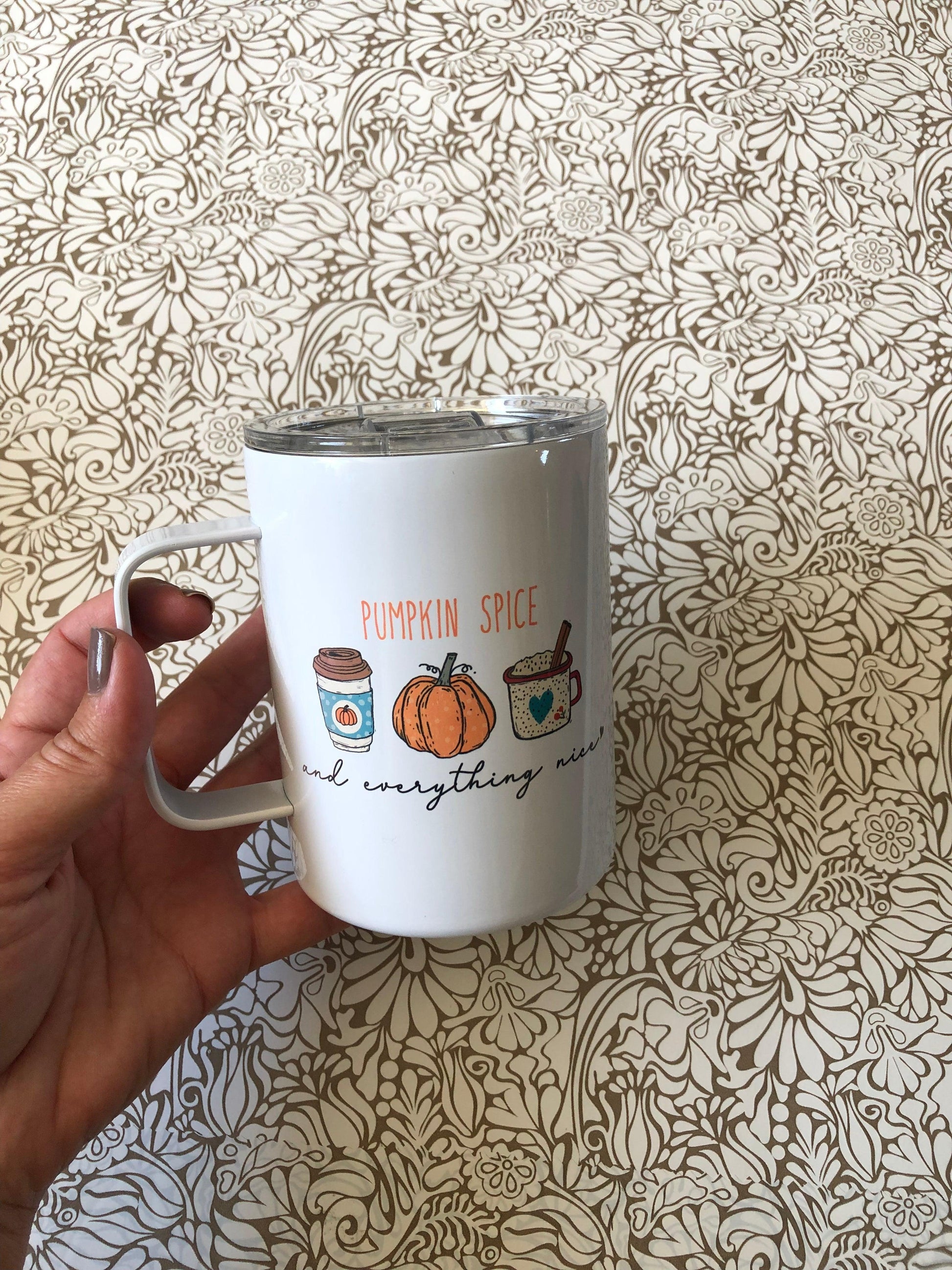 Ready to Ship! Pumpkin Spice & Everything Nice 10 oz Sublimation Insulated Coffee/Camp Mug - Ladybug Designs, DIY Lifestyle