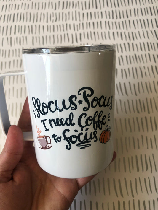 Ready to Ship! Hocus Pocus 10 oz Coffee/Camp Sublimation Insulated Mug - Ladybug Designs, DIY Lifestyle