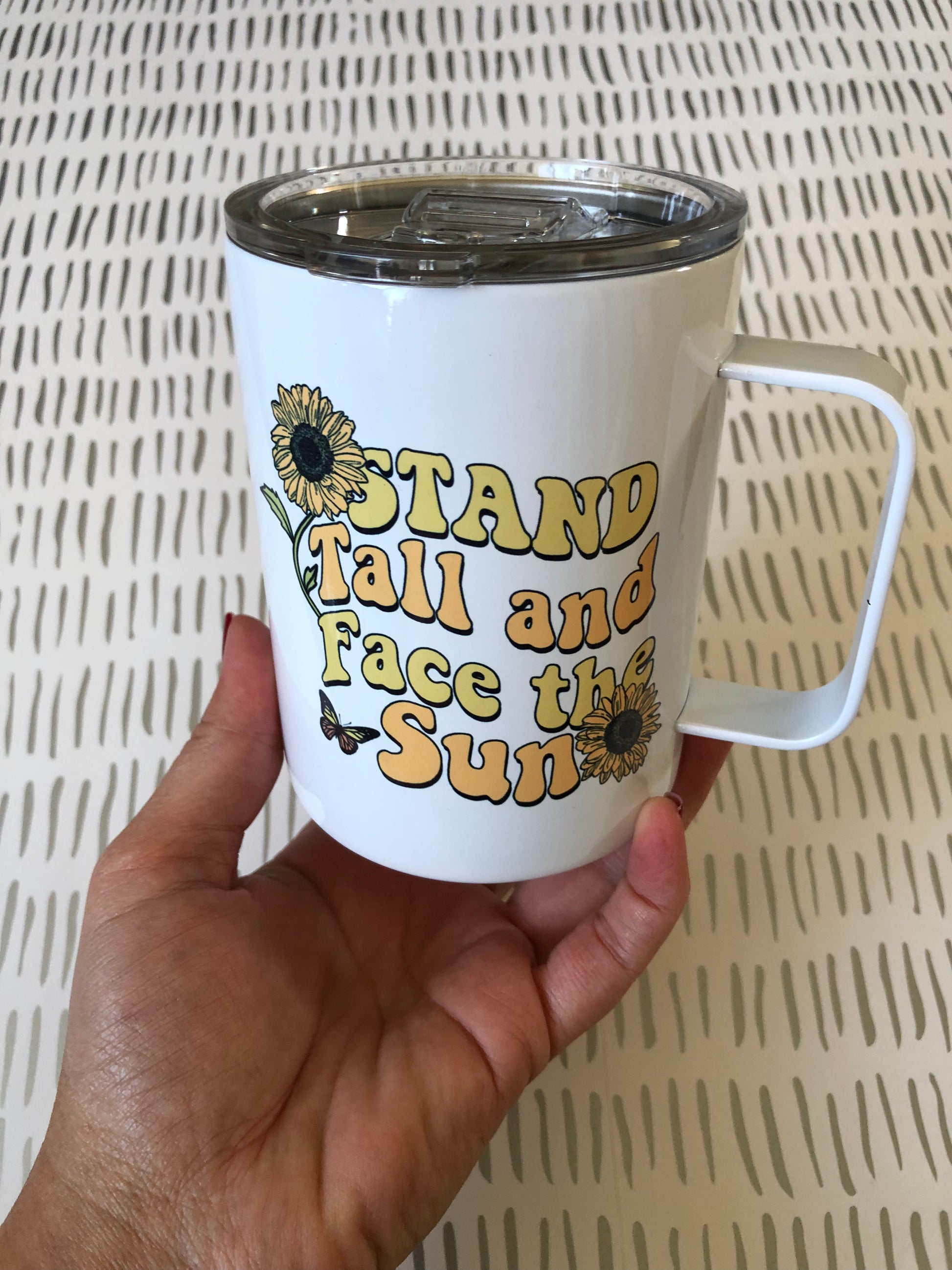 Ready to Ship! Stand Tall & Face the Sun 10 oz Sublimation Coffee/Camp Mug - Ladybug Designs, DIY Lifestyle