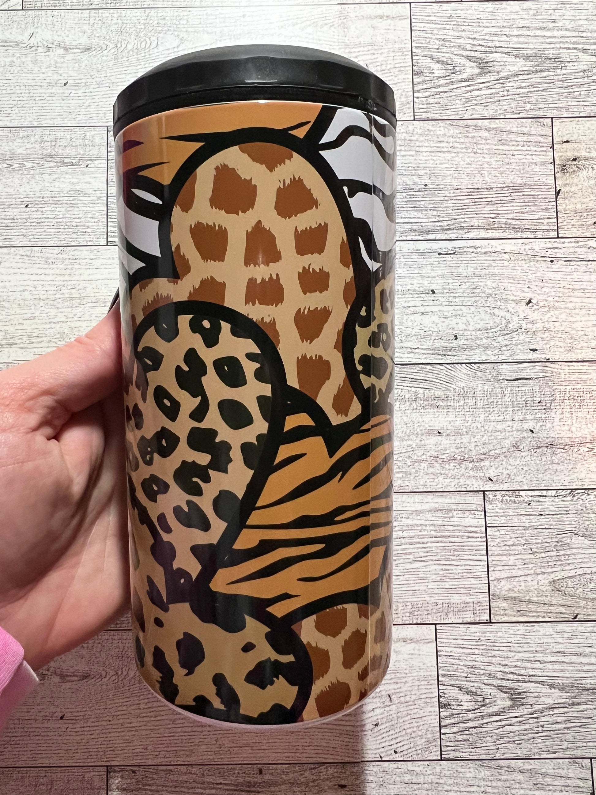 Ready to Ship! 4 in 1 Animal Print Heart Sublimation Can Cooler - Ladybug Designs, DIY Lifestyle