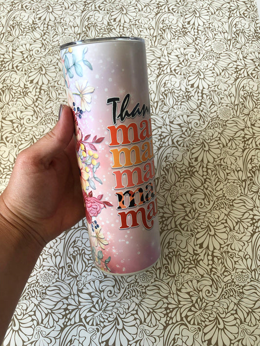 Ready to Ship! Thankful Mama 20 oz Sublimation Insulated Matte Tumbler - Ladybug Designs, DIY Lifestyle