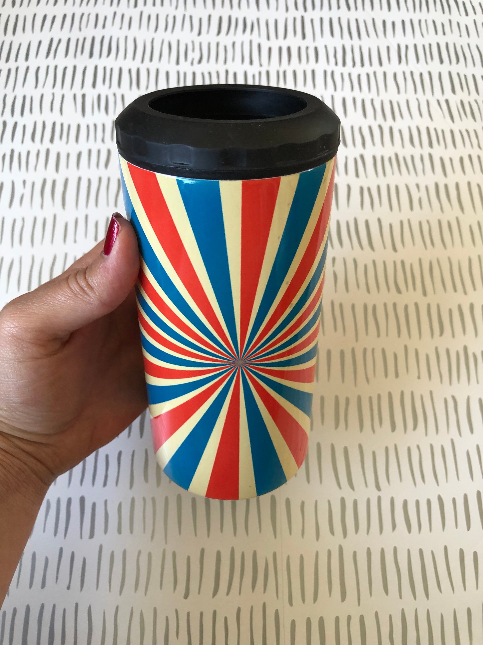 Ready to Ship! 4 in 1 Retro Red, White and Blue Sublimation Can Cooler - Ladybug Designs, DIY Lifestyle