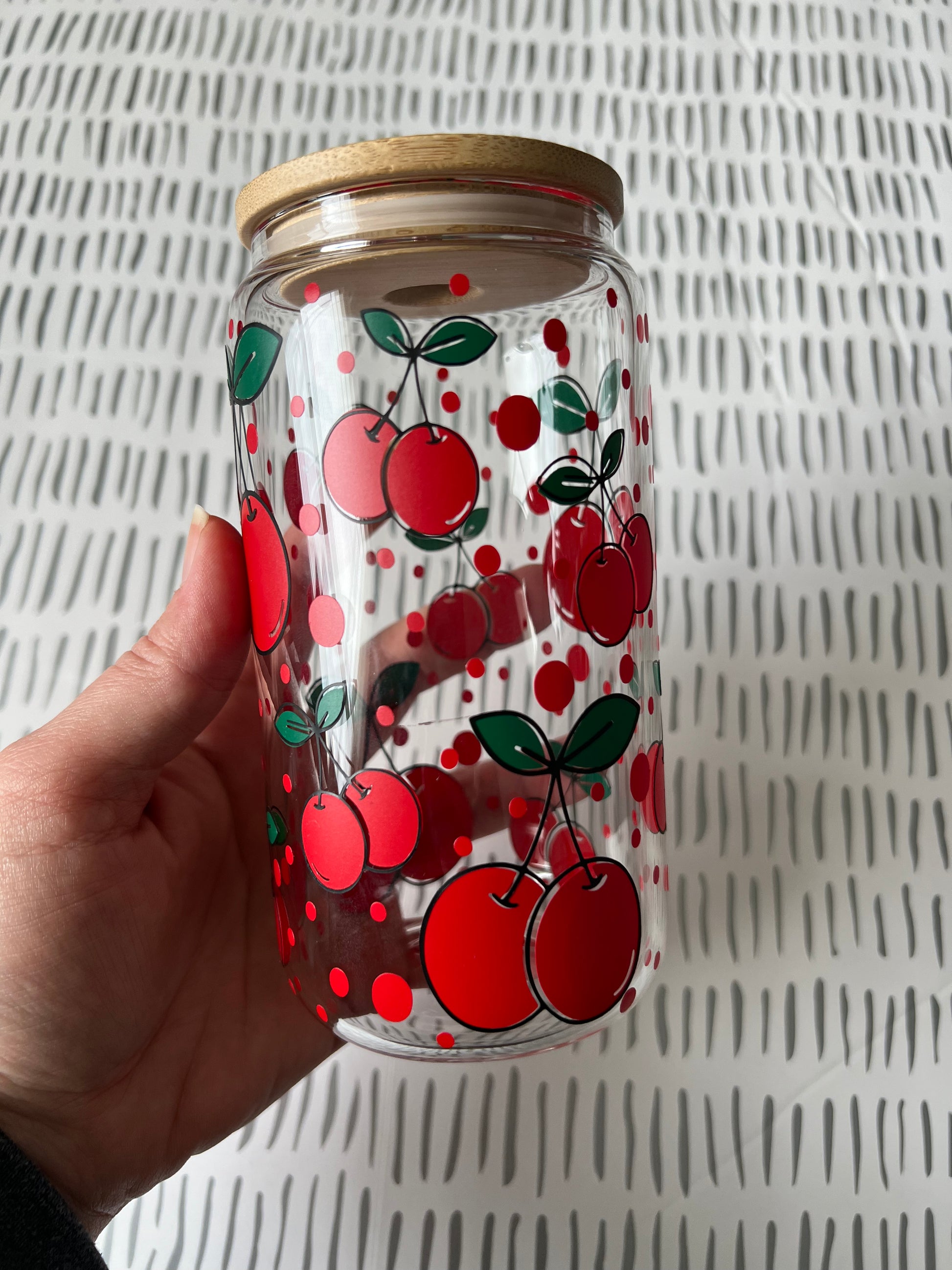 Ready to Ship! Cherries 16 oz Beer Can Glass - Ladybug Designs, DIY Lifestyle