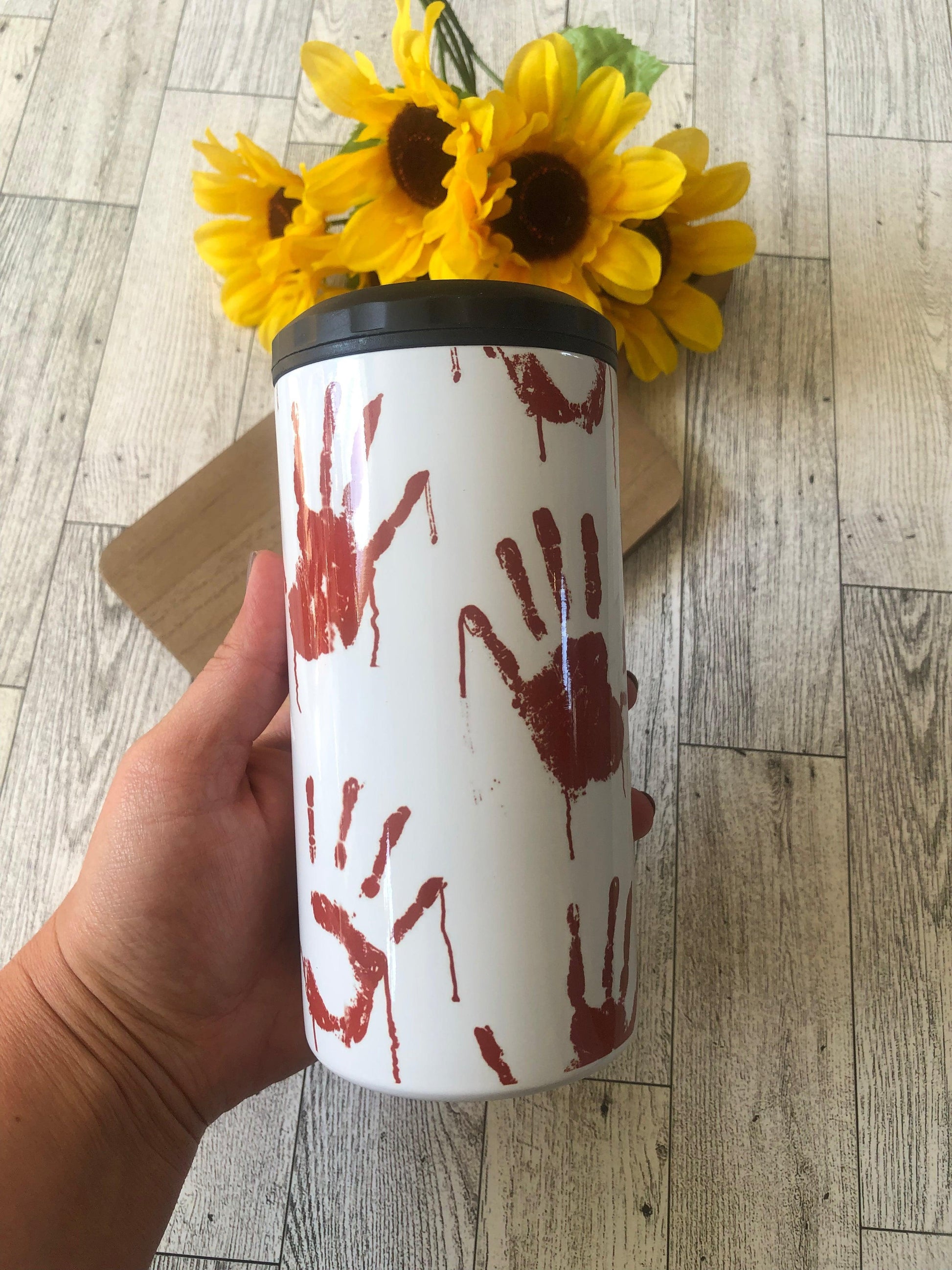 Ready to Ship! Bloody Hands 4 in 1 Sublimation Insulated Can Cooler - Ladybug Designs, DIY Lifestyle