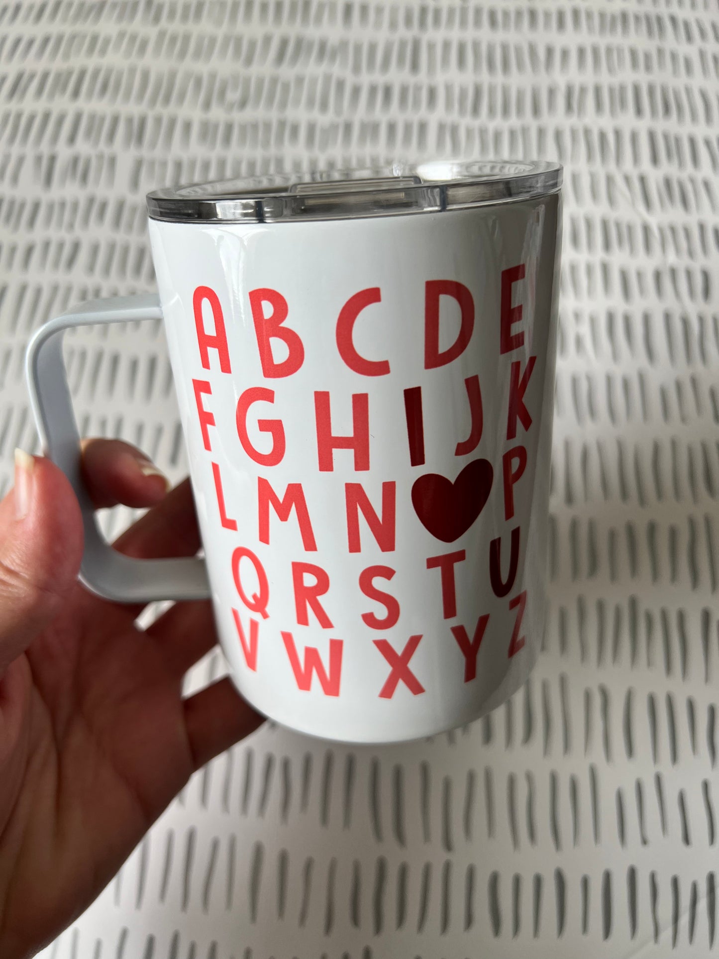 Ready to Ship! Valentine's Alphabet 10 oz Sublimation Coffee/Camp Mug - Ladybug Designs, DIY Lifestyle