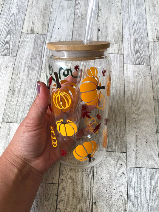 Ready to Ship! Pumpkin 16 oz Beer Can Glass - Ladybug Designs, DIY Lifestyle