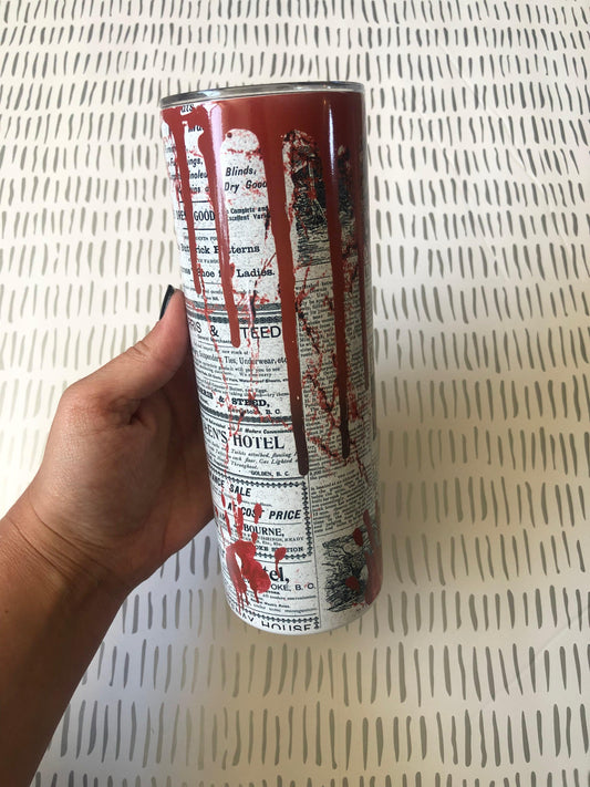 Ready to Ship! Newspaper Horror 20 oz Sublimation Insulated Tumbler - Ladybug Designs, DIY Lifestyle