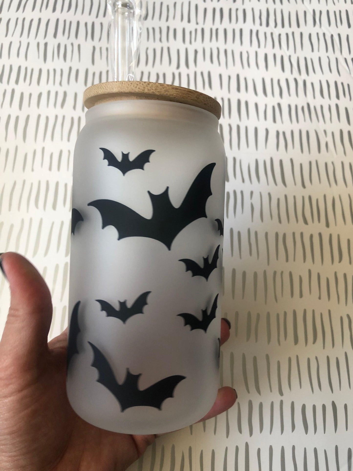 Ready to Ship! Frosted Bats 16 oz Sublimation Beer Can Glass - Ladybug Designs, DIY Lifestyle