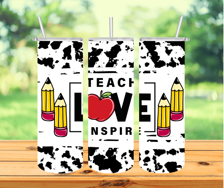 Ready to Ship! Teach Love Inspire 20 oz Sublimation Insulated Tumbler - Ladybug Designs, DIY Lifestyle